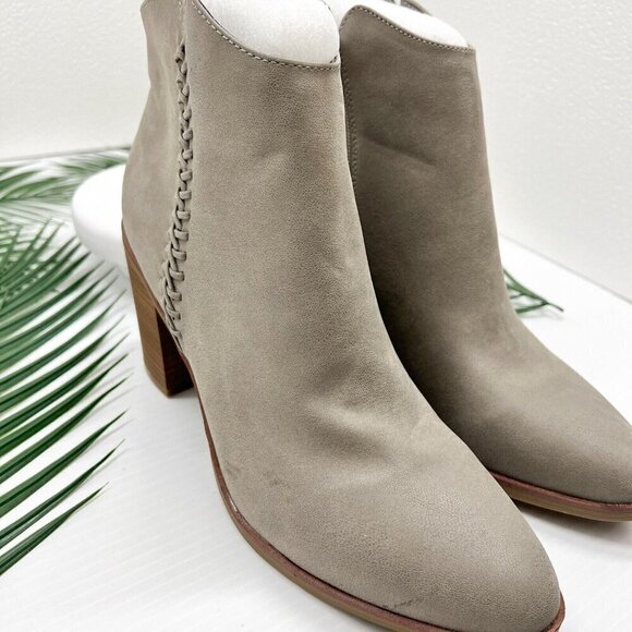 MIA Gray Dusky Pointed Toe Bootie Side Zip Stacked Block Heel Size 10 NWOB - Picture 5 of 14